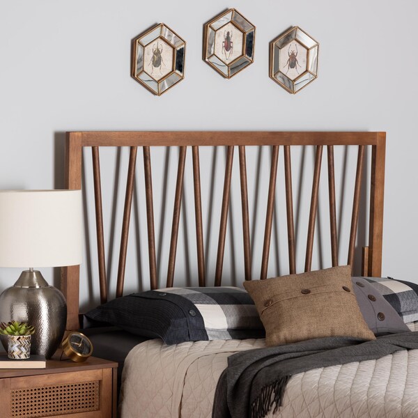 Baxton Studio Rahela Mid-Century Modern Ash Walnut Finished Wood Queen Size Headboard - 238-12882-ZORO