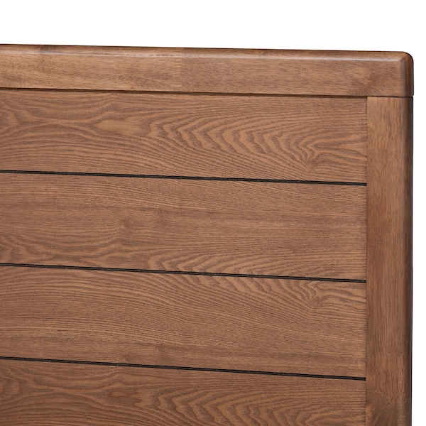 Baxton Studio Gabriela Grey Upholstered and Ash Walnut Wood Full Size Platform Bed - 164-9413-9425