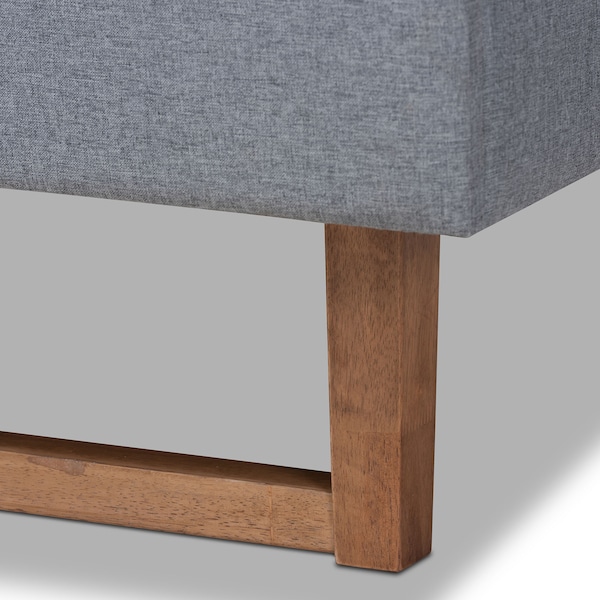 Baxton Studio Gabriela Grey Upholstered and Ash Walnut Wood Full Size Platform Bed - 164-9413-9425