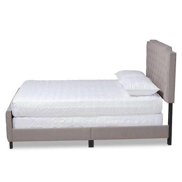 Baxton Studio Marion Grey Upholstered Button Tufted King Size Panel Bed - 162-10328