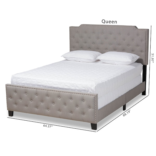 Baxton Studio Marion Grey Upholstered Button Tufted King Size Panel Bed - 162-10328