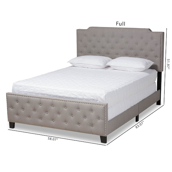 Baxton Studio Marion Grey Upholstered Button Tufted King Size Panel Bed - 162-10328