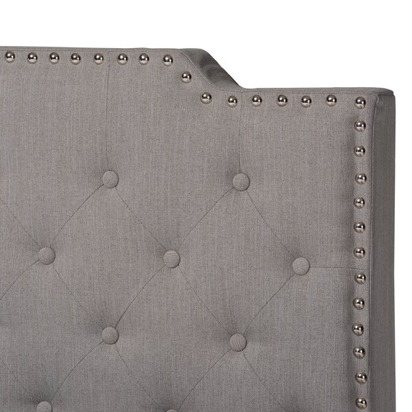 Baxton Studio Marion Grey Upholstered Button Tufted King Size Panel Bed - 162-10328