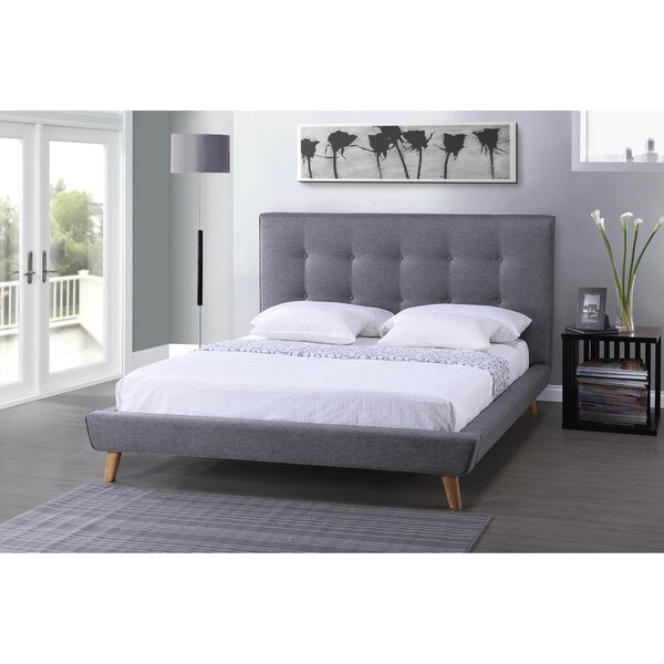 Baxton Studio Jonesy Mid-century Grey Upholstered Queen Size Platform Bed - 120-6704