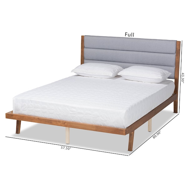Baxton Studio Jarlan ModernGrey Fabric Upholstered and Walnut Brown Finished Wood Platform Bed-Queen - 197-11580-ZORO