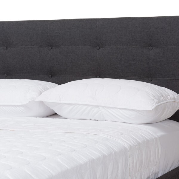 Baxton Studio Valencia MidCentury Modern Dark Grey Fabric Upholstered Queen Size 2Piece Bedroom Set - 219-7835-9302-ZORO