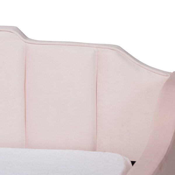 Baxton Studio Lennon Modern and Contemporary Pink Velvet Fabric Twin Size Daybed with Trundle - 186-11472-ZORO