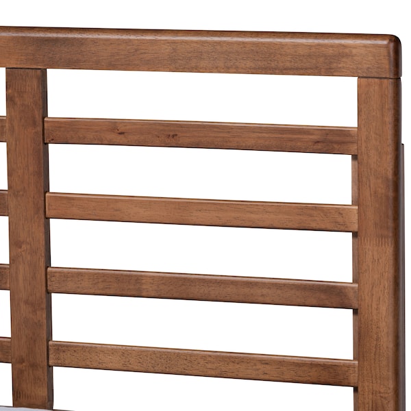 Baxton Studio Rina Dark Grey Upholstered and Ash Walnut Wood Full Size Platform Bed - 164-9413-9422