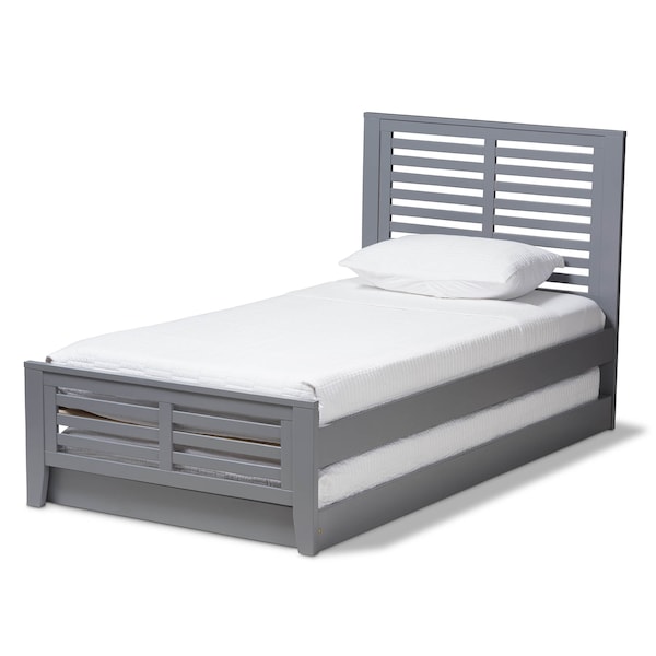 Baxton Studio Sedona Modern Grey-Finished Wood Twin Platform Bed with Trundle - 143-7874-7890