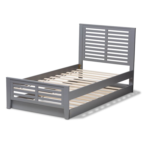 Baxton Studio Sedona Modern Grey-Finished Wood Twin Platform Bed with Trundle - 143-7874-7890