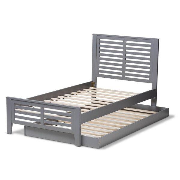 Baxton Studio Sedona Modern Grey-Finished Wood Twin Platform Bed with Trundle - 143-7874-7890