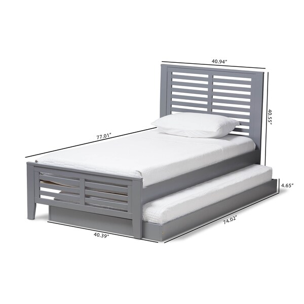 Baxton Studio Sedona Modern Grey-Finished Wood Twin Platform Bed with Trundle - 143-7874-7890