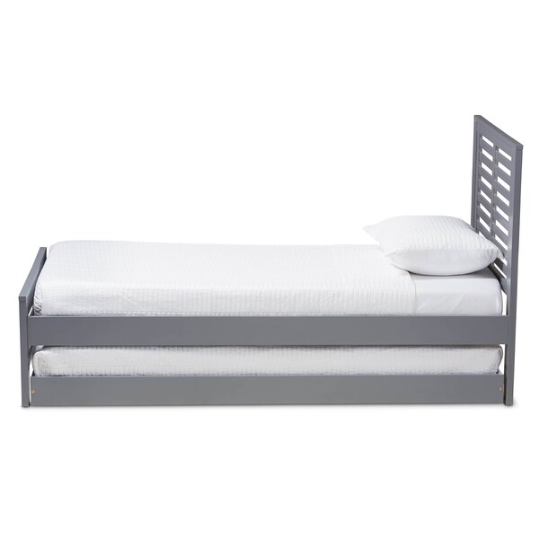 Baxton Studio Sedona Modern Grey-Finished Wood Twin Platform Bed with Trundle - 143-7874-7890