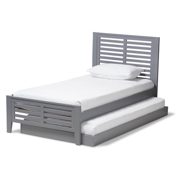 Baxton Studio Sedona Modern Grey-Finished Wood Twin Platform Bed with Trundle - 143-7874-7890