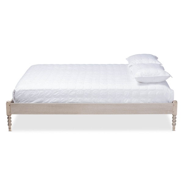 Baxton Studio Cielle Antique White Oak Finished Wood Queen Size Platform Bed Frame - 161-10194