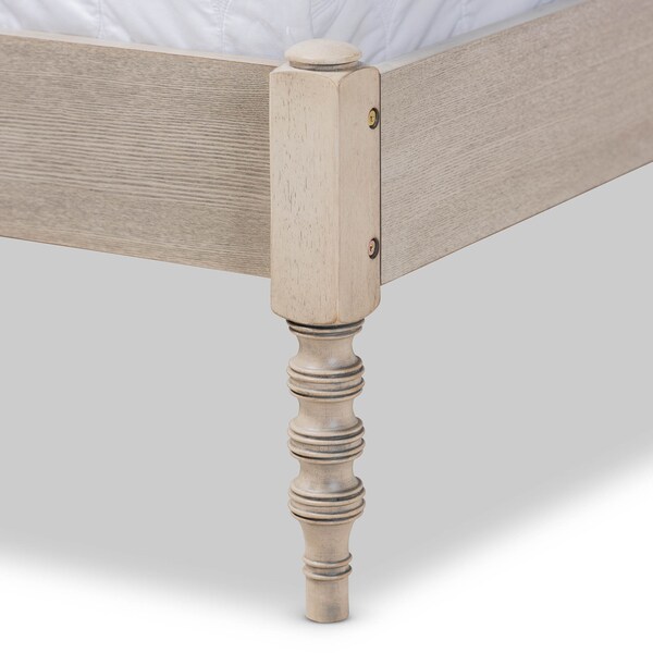Baxton Studio Cielle Antique White Oak Finished Wood Queen Size Platform Bed Frame - 161-10194