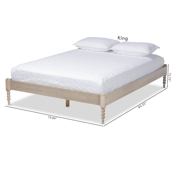 Baxton Studio Cielle Antique White Oak Finished Wood Queen Size Platform Bed Frame - 161-10194