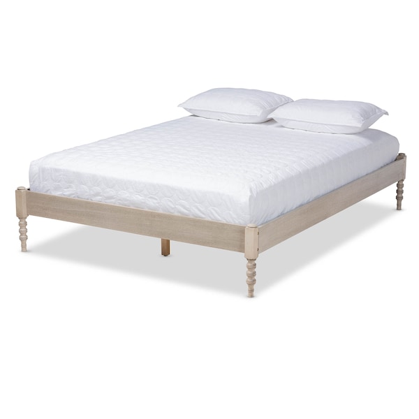 Baxton Studio Cielle Antique White Oak Finished Wood Queen Size Platform Bed Frame - 161-10194