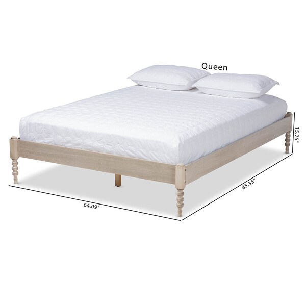 Baxton Studio Cielle Antique White Oak Finished Wood Queen Size Platform Bed Frame - 161-10194