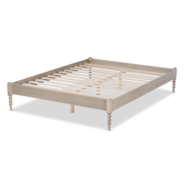 Baxton Studio Cielle Antique White Oak Finished Wood Queen Size Platform Bed Frame - 161-10194