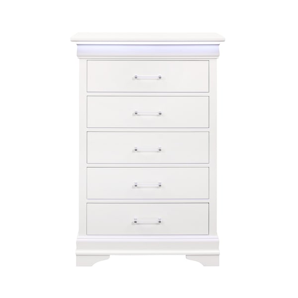 Global Furniture Usa Traditional Glam Crisp White W/ LED Charlie White King Bed Group With Led - 2783