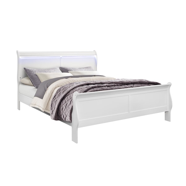 Global Furniture Usa Traditional Glam Crisp White W/ LED Charlie White King Bed Group With Led - 2783