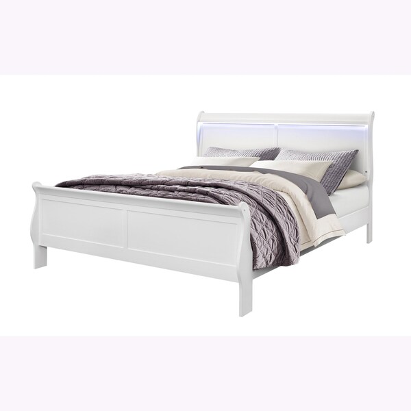 Global Furniture Usa Traditional Glam Crisp White W/ LED Charlie White King Bed Group With Led - 2783