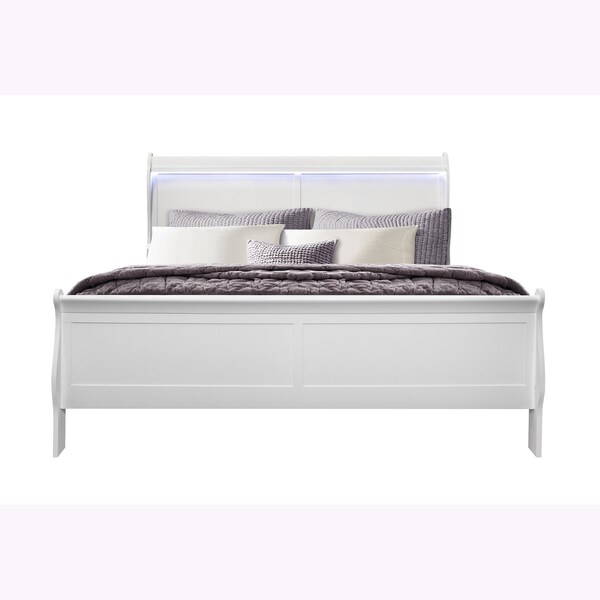 Global Furniture Usa Traditional Glam Crisp White W/ LED Charlie White King Bed Group With Led - 2783