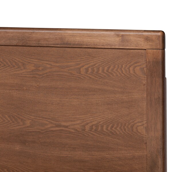 Baxton Studio Allegra Grey Upholstered and Walnut Wood Queen Size Platform Bed - 164-9414-9420