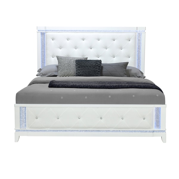Global Furniture Usa Contemporary Alina White King Bed Group With Led - 6250