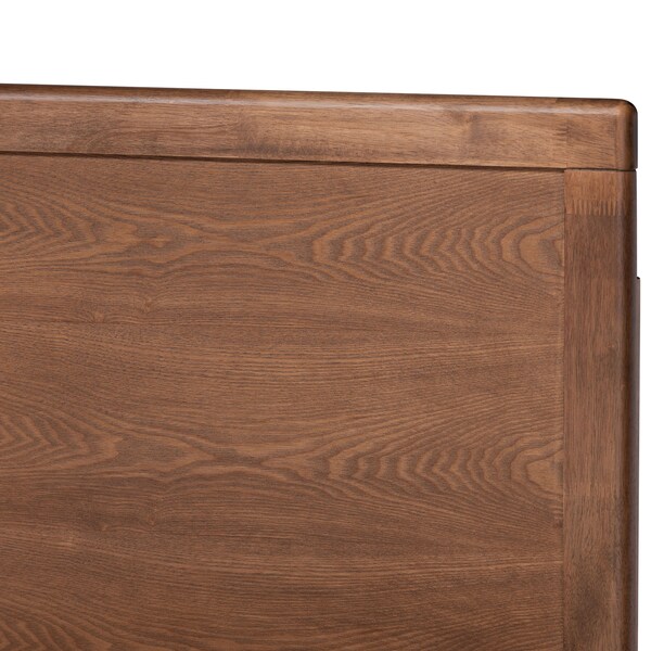 Baxton Studio Eloise Grey Upholstered and Ash Walnut Wood Queen Size Platform Bed - 164-9417-9420