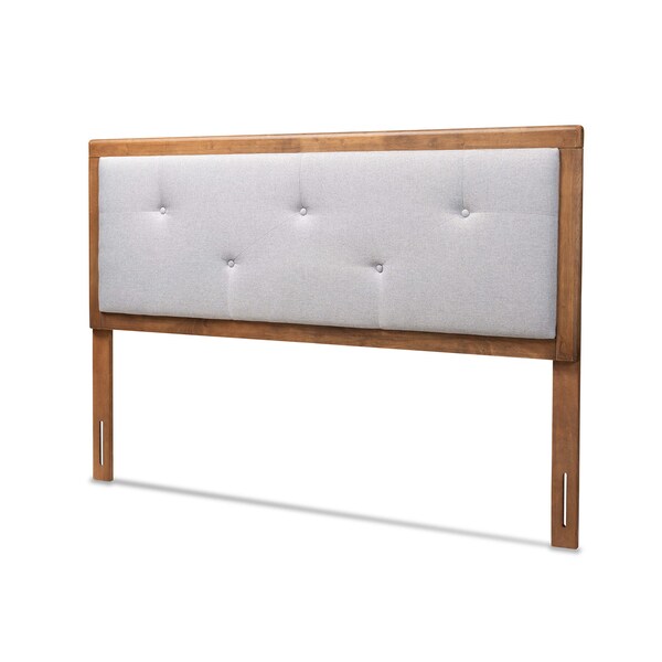 Baxton Studio Abner Transitional Light Grey Fabric Upholstered and Walnut Brown Finished Wood Headboard-King - 191-11525-ZORO