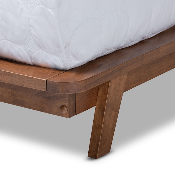 Baxton Studio Sante Mid-Century Grey Upholstered Wood Queen Size Platform Bed - 156-9288