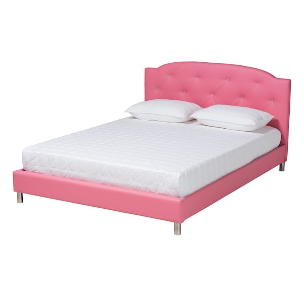 Baxton Studio Canterbury Contemporary Glam Pink Faux Leather Upholstered Full Size 3Piece Bedroom Set - 219-6046-6050-ZORO