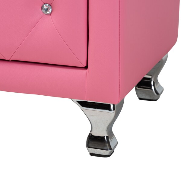 Baxton Studio Canterbury Contemporary Glam Pink Faux Leather Upholstered Full Size 3Piece Bedroom Set - 219-6046-6050-ZORO