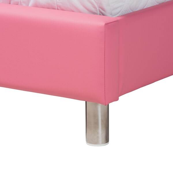Baxton Studio Canterbury Contemporary Glam Pink Faux Leather Upholstered Full Size 3Piece Bedroom Set - 219-6046-6050-ZORO