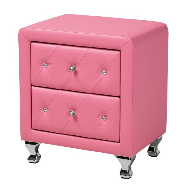 Baxton Studio Canterbury Contemporary Glam Pink Faux Leather Upholstered Full Size 3Piece Bedroom Set - 219-6046-6050-ZORO
