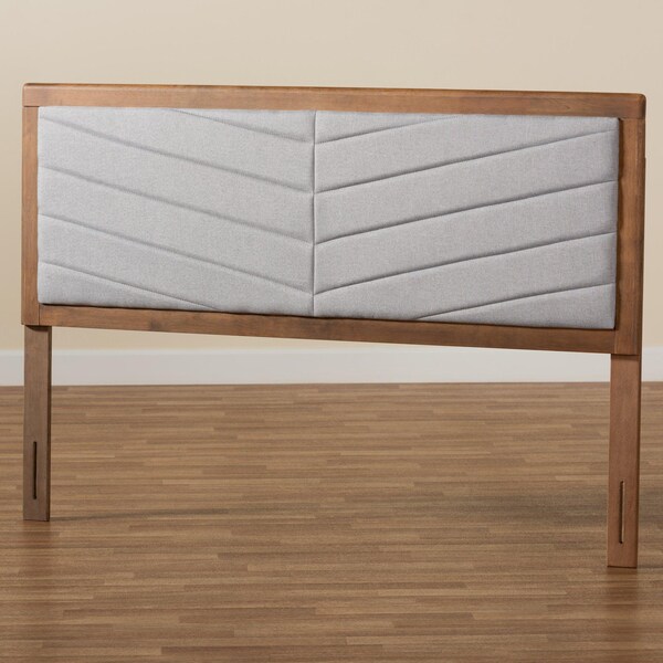 Baxton Studio Iden ModernLight Grey Fabric Upholstered and Walnut Brown Finished Wood Headboard-Queen - 192-11540-ZORO