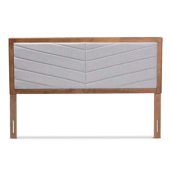 Baxton Studio Iden ModernLight Grey Fabric Upholstered and Walnut Brown Finished Wood Headboard-Queen - 192-11540-ZORO