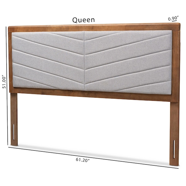 Baxton Studio Iden ModernLight Grey Fabric Upholstered and Walnut Brown Finished Wood Headboard-Queen - 192-11540-ZORO