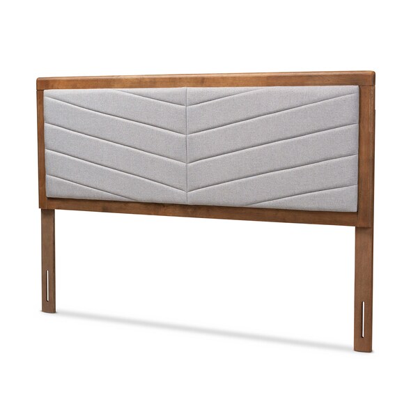 Baxton Studio Iden ModernLight Grey Fabric Upholstered and Walnut Brown Finished Wood Headboard-Queen - 192-11540-ZORO