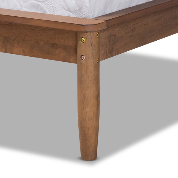 Baxton Studio Helsa Mid-Century Modern Dark Grey Fabric and Walnut Finished Full Size Platform Bed - 175-10908-ZORO