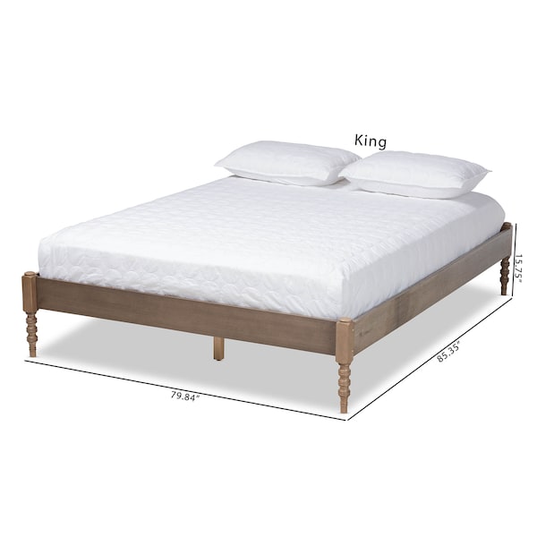Baxton Studio Cielle Weathered Grey Oak Finished Wood Queen Size Platform Bed Frame - 161-10191