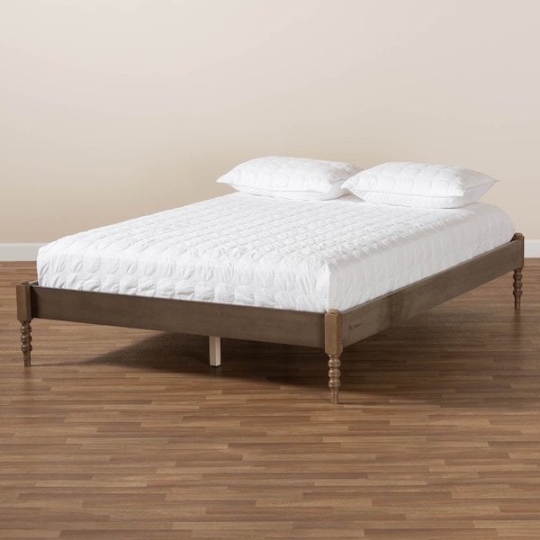 Baxton Studio Cielle Weathered Grey Oak Finished Wood Queen Size Platform Bed Frame - 161-10191