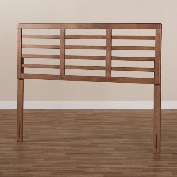 Baxton Studio Salome Mid-Century Walnut Finished Wood Full Size Open Slat Headboard - 156-9422