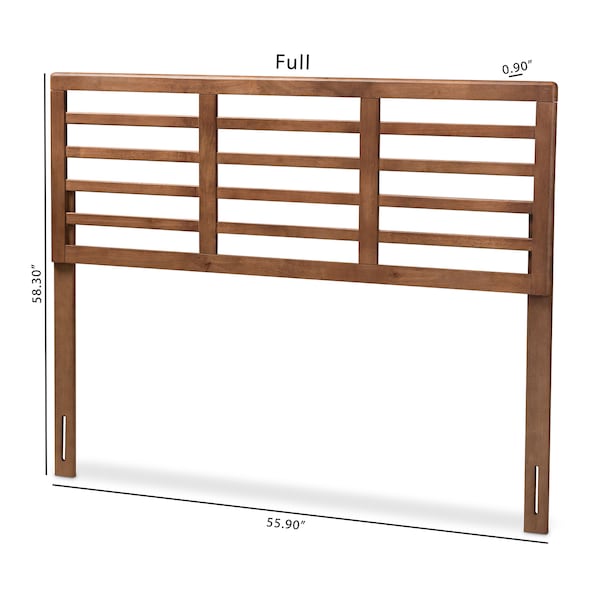 Baxton Studio Salome Mid-Century Walnut Finished Wood Full Size Open Slat Headboard - 156-9422