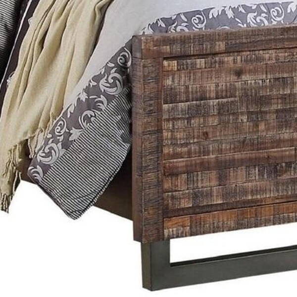 Homeroots 56 x 87 x 64 in. Andria Queen Size Bed Reclaimed Oak - 285868