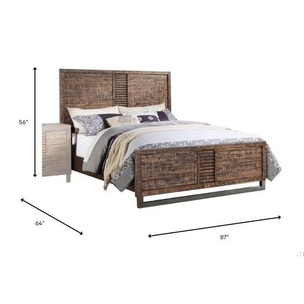 Homeroots 56 x 87 x 64 in. Andria Queen Size Bed Reclaimed Oak - 285868