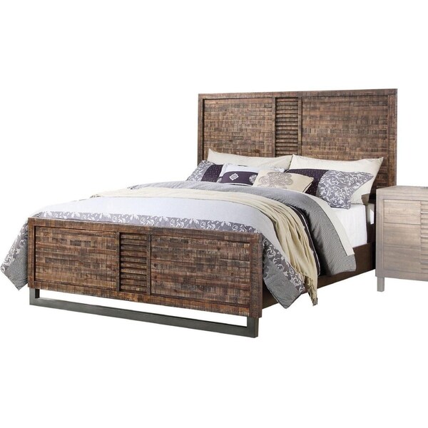 Homeroots 56 x 87 x 64 in. Andria Queen Size Bed Reclaimed Oak - 285868