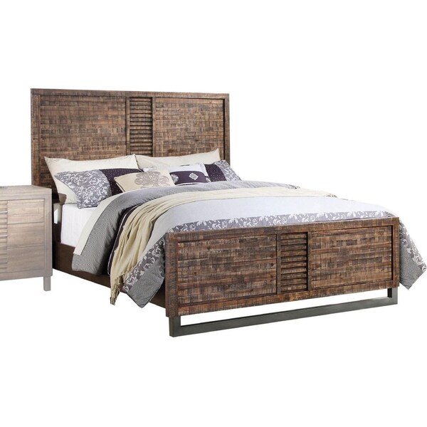 Homeroots 56 x 87 x 64 in. Andria Queen Size Bed Reclaimed Oak - 285868